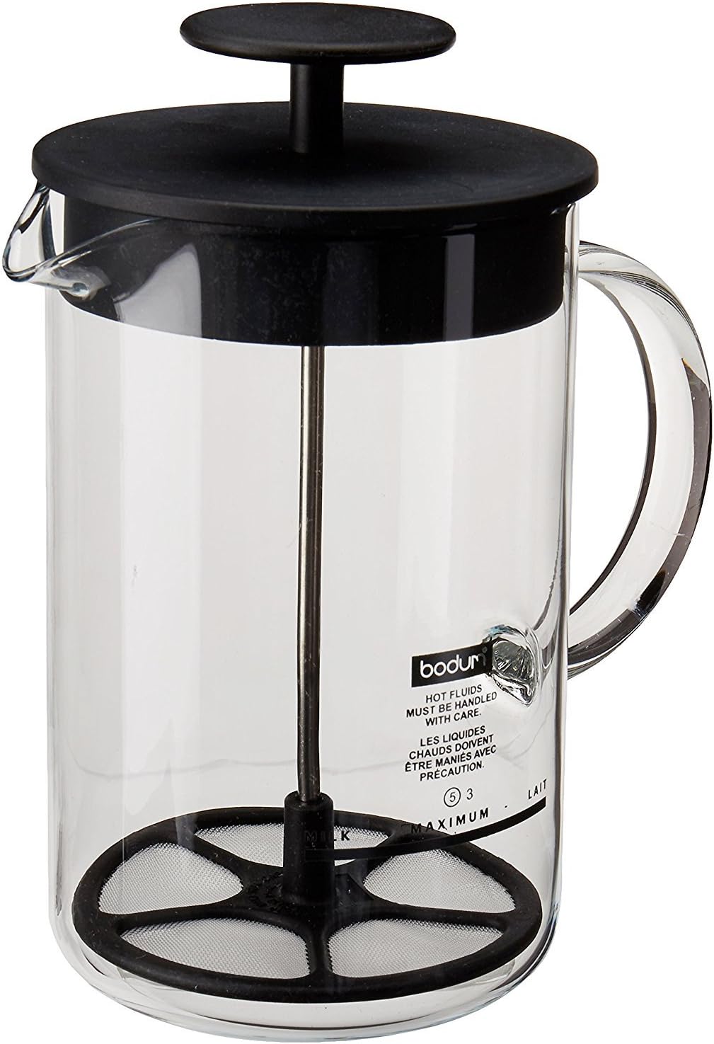 Milk Frother - Montalatte manuale, 8 oz, nero, vetro
